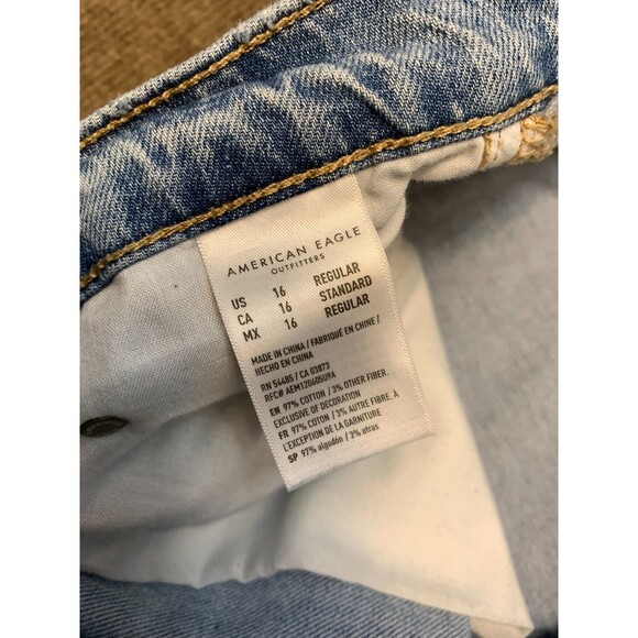 American Eagle Jeans Womens 16 High Rise Skater Wide Leg Y2K Distressed Denim - Picture 8 of 9